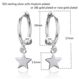 925 Silver Star Charms Hoops Earrings for Girls