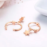 925 Silver Star Charms Hoops Earrings for Girls