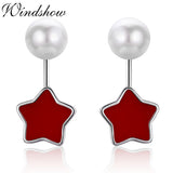 925 Silver Star & Faux Pearl Front-Back Stud Earrings Girls Jewelry
