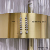 925 Silver Tassel Long Earrings Modern Women Wheat Leaf Piercing Hanging