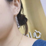 925 Silver Tassel Long Earrings Modern Women Wheat Leaf Piercing Hanging