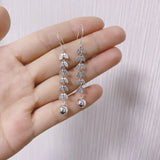 925 Silver Tassel Long Earrings Modern Women Wheat Leaf Piercing Hanging