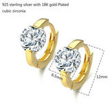 925 Silver CZ Small Loop Huggie Hoop Earrings For Women Girls