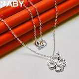 925 Silver Wedding Heart Clover Jewelry Set