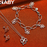 925 Silver Wedding Heart Clover Jewelry Set