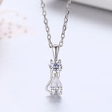 925 Silver CZ Gatos Cat Charms Undertale Necklace Jewelry Women Girls