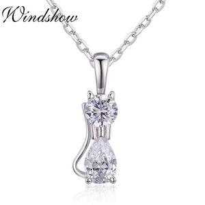 925 Silver CZ Gatos Cat Charms Undertale Necklace Jewelry Women Girls