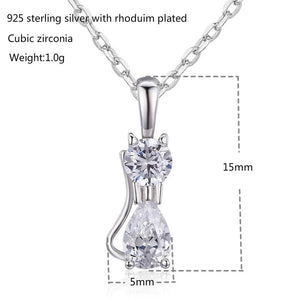 925 Silver CZ Gatos Cat Charms Undertale Necklace Jewelry Women Girls