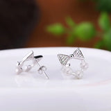 925 Silver Women Stud Earrings Crystal 5mm Pearl or Round Bead
