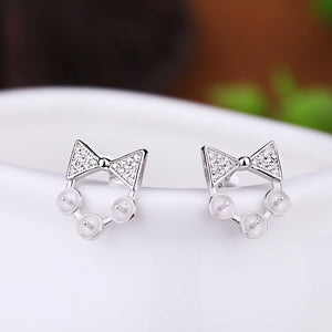 925 Silver Women Stud Earrings Crystal 5mm Pearl or Round Bead