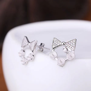 925 Silver Women Stud Earrings Crystal 5mm Pearl or Round Bead
