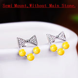 925 Silver Women Stud Earrings Crystal 5mm Pearl or Round Bead