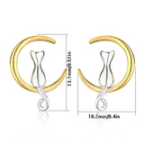 925 Silver Yellow Moon Kitty Cat Stud Earrings For Girls Kids