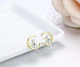 925 Silver Yellow Moon Kitty Cat Stud Earrings For Girls Kids