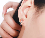 925 Silver Yellow Moon Kitty Cat Stud Earrings For Girls Kids