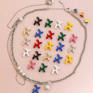 Alloy Balloon Dog Pendant DIY Beaded Material Jewelry Earrings Accessories