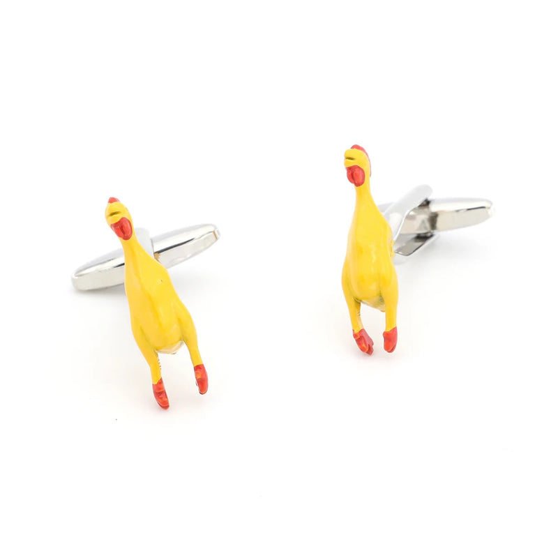 Animal Screaming Chicken Cufflinks Yellow Brass Men's Cuff Links