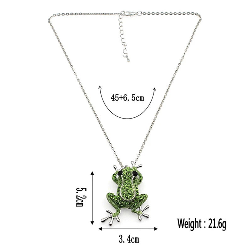 Frog Brooch Silver Plated Rhinestone Lapel Pin Charm