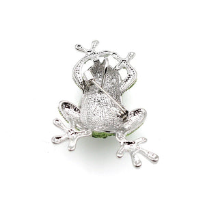 Frog Brooch Silver Plated Rhinestone Lapel Pin Charm