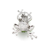 Frog Brooch Silver Plated Rhinestone Lapel Pin Charm