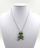 Frog Brooch Silver Plated Rhinestone Lapel Pin Charm