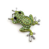 Frog Brooch Silver Plated Rhinestone Lapel Pin Charm