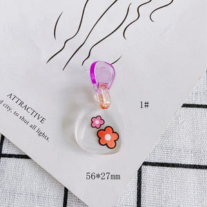 Animal Fruit Resin Earrings Geometric Love Heart Pendant DIY Jewelry