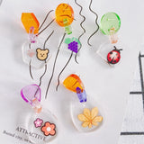 Animal Fruit Resin Earrings Geometric Love Heart Pendant DIY Jewelry