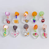 Animal Fruit Resin Earrings Geometric Love Heart Pendant DIY Jewelry