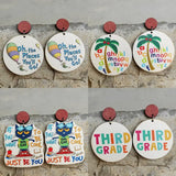 Animal Letter Cartoon Wood Earrings for Women Teacher Student School Jewelry
