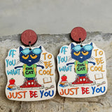 Animal Letter Cartoon Wood Earrings for Women Teacher Student School Jewelry