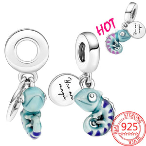S925 Sterling Silver Chameleon Pendant for Kids Bracelet Necklace