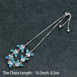 Small Butterfly Fire Opal Stone Bracelet Vintage Silver Chain Bridal Jewelry