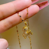 Unicorn Pendant Necklace Rhinestone Horse Chain Party Jewelry Gift