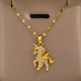 Unicorn Pendant Necklace Rhinestone Horse Chain Party Jewelry Gift