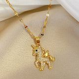 Unicorn Pendant Necklace Rhinestone Horse Chain Party Jewelry Gift