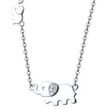 925 Silver Double Rhinestone Elephant Necklace For Women