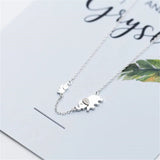 925 Silver Double Rhinestone Elephant Necklace For Women