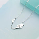925 Silver Double Rhinestone Elephant Necklace For Women