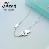 925 Silver Double Rhinestone Elephant Necklace For Women
