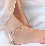 Stainless Steel Heart Charm Anklet Bracelet Women Adjustable Jewelry