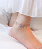 Stainless Steel Heart Charm Anklet Bracelet Women Adjustable Jewelry