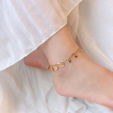 Stainless Steel Heart Charm Anklet Bracelet Women Adjustable Jewelry