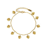 Stainless Steel Heart Charm Anklet Bracelet Women Adjustable Jewelry