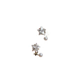 Star Zircon Pearl Stud Earrings 925 Sterling Silver 14k Plated