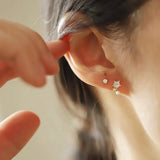 Star Zircon Pearl Stud Earrings 925 Sterling Silver 14k Plated