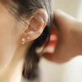 Star Zircon Pearl Stud Earrings 925 Sterling Silver 14k Plated