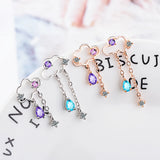 Asymmetric Cloud Earrings 925 Sterling Silver Tassel Earring