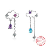 Asymmetric Cloud Earrings 925 Sterling Silver Tassel Earring