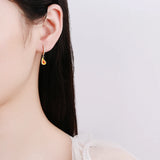 Avocado Fruit Hoop Earrings Sterling Silver Zircon Ear Jewelry